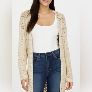 NWT BOOHOO Stone Knit Crochet Maxi Beach Kimono Size 18 Open Front Cardigan